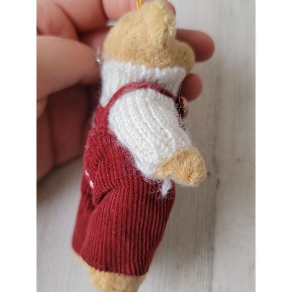 Mini plush overall bear Xmas tree ornament decor - Picture 6 of 6